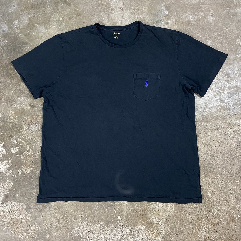 Polo Ralph Lauren Pocket T-Shirt Size XL Black Short Sleeve Blue Pony Logo